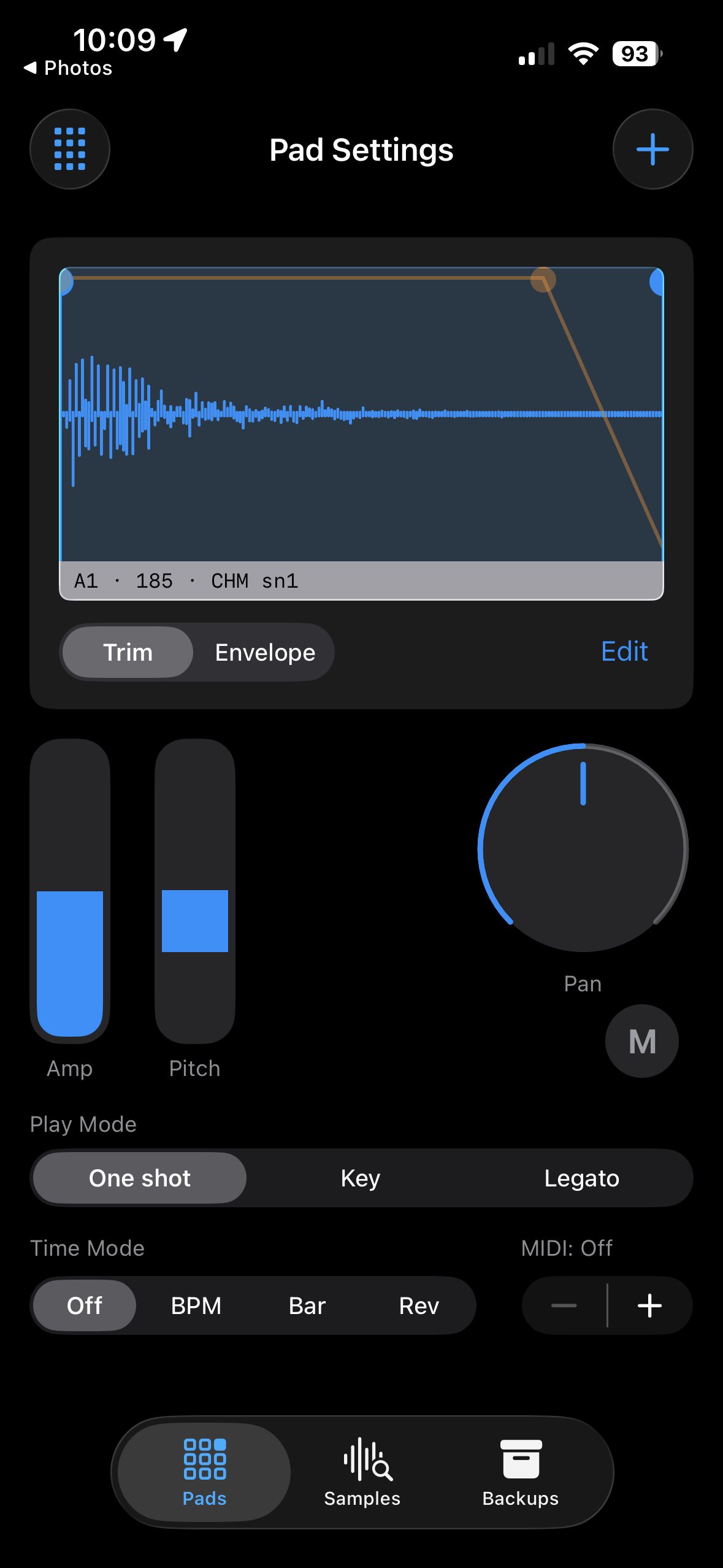 Best Friend pad settings in the dark Apple theme